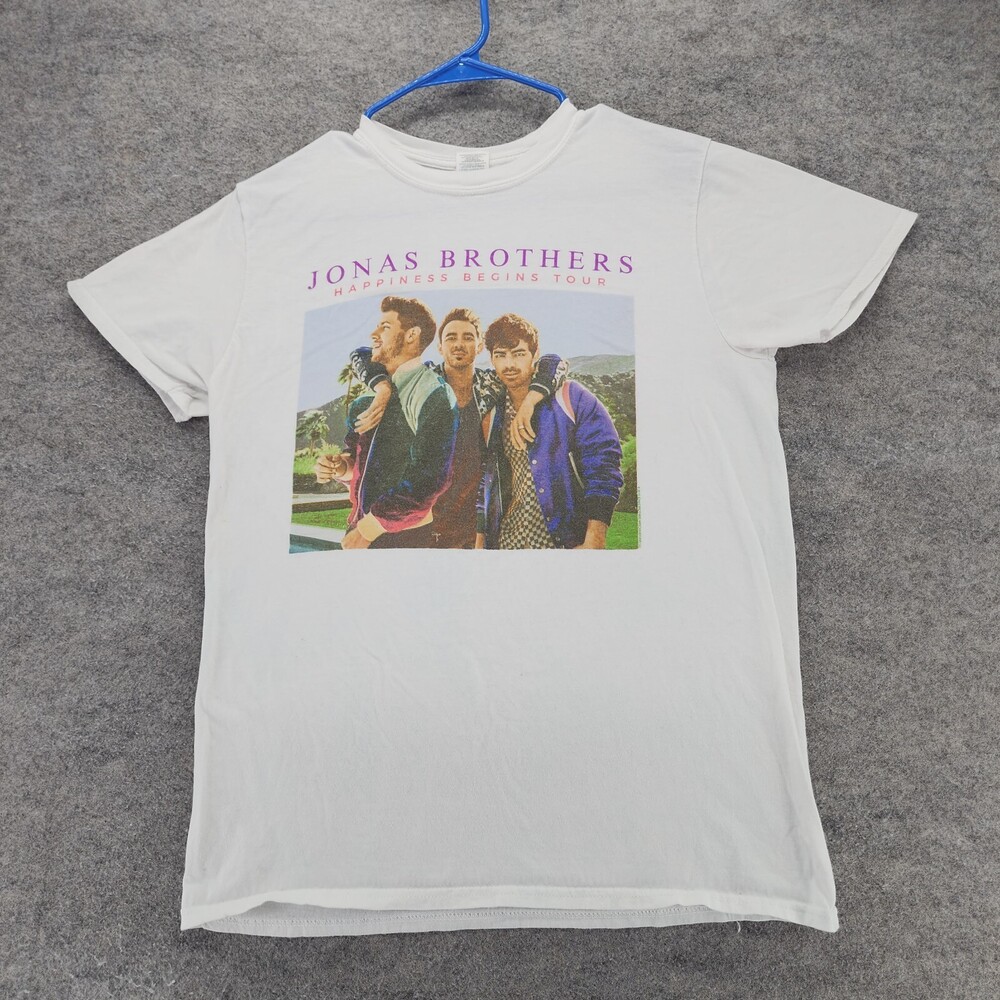 Jonas Brothers Shirt Womens Medium Short Sleeve White 2019 Gildan